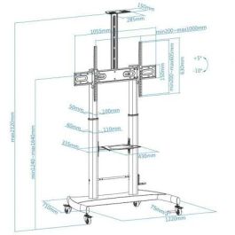 Soporte de Suelo con Ruedas Inclinable/ Nivelable TooQ FS20404HM-B para TV de 60-100"/ hasta 100kg