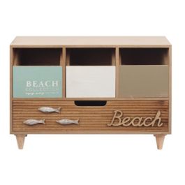 DKD Home Decor Joyero de Madera Estilo Atlántico Beach Colección O Grove Marrón Turquesa 14x24x34 cm