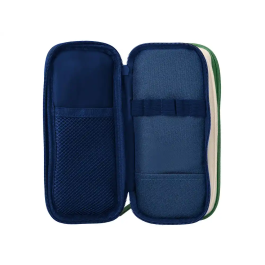 Liderpapel Estuche Portatodo Funky 3 Cremalleras con Aperturas Laterales Verde Blanco Azul 220x100x65 mm