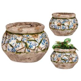 Ibergarden Jarron Poliresina Rustico Gris Blanco Azul 28 cm x 19.5 cm (Set de 2) Precio: 58.99764948. SKU: S3610561