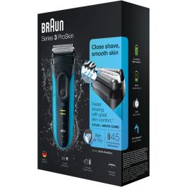 Braun Series 3 3045s ProSkin Afeitadora de Láminas Eléctrica Hombre Wet&Dry Recargable Negro/Azul con Recortadora