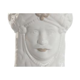 DKD Home Decor Macetero Mediterraneo Sicilia 2024 Blanco Beige Porcelana 10 x 14.5 x 10 cm (4 Unidades)