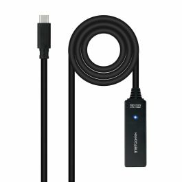 Nanocable 10.01.1311 Cable Alargador USB-C 3.2 Gen1 con Amplificador Activo, Macho-Hembra, 5m, Negro, 5 Gbps (No vídeo)