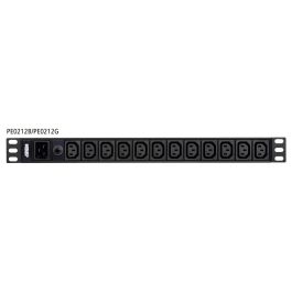ATEN PE0212G Basic Rack PDU, 1U, 16A, 12 Outlets, Monofásico, C13/C20, 100-240V, Negro, Aluminio