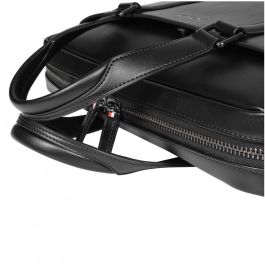 PORT Designs Versailles TL Maletín para portátil de 14" (35.6cm) en Cuero Negro con Asa de Transporte y Puerto USB