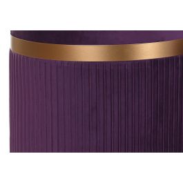 DKD Home Decor Reposapiés Set de 2, Púrpura y Dorado, Poliéster y MDF, 39 x 49 x 39 cm