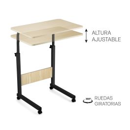 Inde Mesa Auxiliar Mad-Met Ajustable Negra 60x40x65-89 cm (3 Unidades)