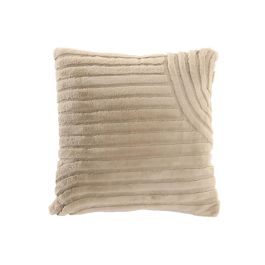 DKD Home Decor Cojín Decorativo Urban Beige de Poliéster 45x45 cm con Efecto Pelo de Conejo y Cremallera (Set de 2)