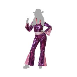Disfraz Disco Mujer Adulto Fucsia de Polyester con Cinturón y Mono Años 70 Talla M-L