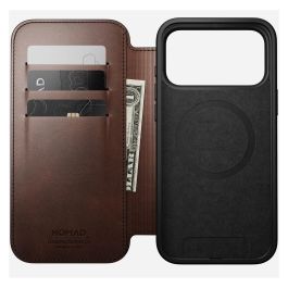 Nomad iPhone 17 Pro Max Funda Folio Modern Leather Rustic Brown con Cierre Magnético, MagSafe y Bolsillo para 3 Tarjetas