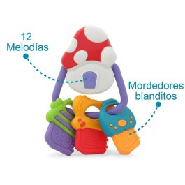 KioKids Llavero Sonajero Mordedor Musical Champiñón con Llaves Blandas, 12 Melodías y Alivio Dentición para Bebés +3 Meses