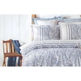 Aucune ASI8683342464154 Juego de cama - 1 funda nórdica 220x240 cm + 2 fundas de almohada 60x60 cm - 100% algodón reforzado - Azul