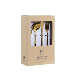 Cuberteria Glam DKD Home Decor Negro Plateado 1.2 x 22.5 x 2 cm Set de 16