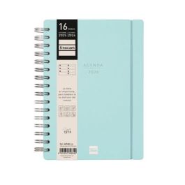Finocam Agenda Haiku Espiral 16 Meses E10 Svh, Tapa Dura Azul, 2025-2026, Diseño Sofisticado con Espiral y Goma Elástica