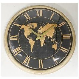 DKD Home Decor Reloj Pared Mapamundi Marron Plateado Hierro Cristal 46 x 46 cm (2 Unidades) Precio: 57.07812. SKU: S3037685