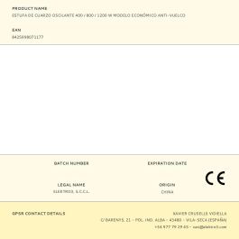 Edm Estufa de Cuarzo Oscilante ref. 00128 - 400/800/1200W, Antivuelco, 3 Barras, 33x23x48cm
