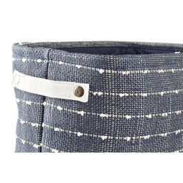 DKD Home Decor Set de 3 Cestas Decorativas de Almacenamiento de Poliester - Azul Marino y Blanco - Dimensiones 28x25x38 cm