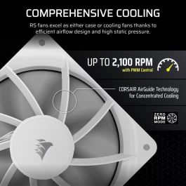 Corsair RS120 COR0840006684251 - Set de 3 Ventiladores PWM de 120mm para PC Gaming/Refrigeración, Blanco