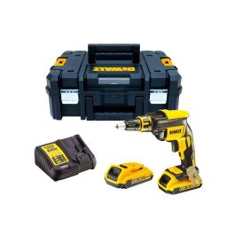 Dewalt Atornillador para Panel de Yeso XR 18V Li-ion 2.0Ah DCF620N con 2 Baterías y Maletín TSTAK II Precio: 367.58999948. SKU: S7913060