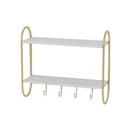 DKD Home Decor Perchero de Pared Estilo Glam Desmontable Dorado y Blanco de Metal y MDF 15x43x50 cm