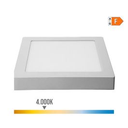 Edm Downlight LED superficie cuadrado cromado 20W 1500 lm 4000K luz día 22x22x3 cm clase F