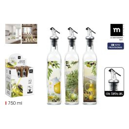 Inde Aceitera de Vidrio 750 ml con Tapón ABS La Mediterránea - Botella de Aceite para Cocina (24 Unidades)