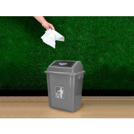Q-connect Papelera Contenedor Plástico con Tapa de Balancín, 20 Litros, Gris, 340x240x450 mm