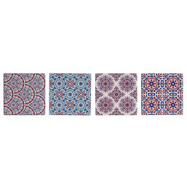 DKD Home Decor Posavasos Árabe Set de 4 piezas Multicolor Dolomite y Corcho 10.8x10.8x0.7 cm