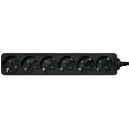 LogiLink LPS238B Regleta de 6 enchufes con protección, Negro, Cable 1,5m