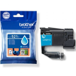 Brother LC521C Cartucho Tinta Cian Original, 500 páginas, compatible con Brother DCP-J1260W, DCP-J1310DW, DCP-J1360DW