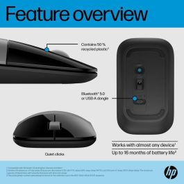 HP Z3700 Ratón Inalámbrico Plata, Modo Dual, Portátil, Cómodo, Control Preciso, Diseño Delgado, Materiales Reciclados