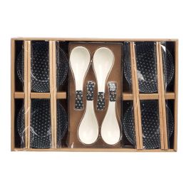 Set 12 Piezas Sushi Negro Kinvara - Cerámica y Bambú - 37.5x25.5x7 cm (6 Unidades) Set 12 Piezas Sushi Negro Kinvara - Cerámica y Bambú - 37.5x25.5x7 cm (6 Unidades)