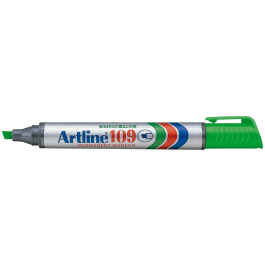 Artline Marcador Permanente 109 Verde Punta Biselada Rotulador Resistente al Agua Secado Rápido Tinta Permanente Trazo 2-5mm