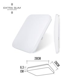 Edm Aplique LED Cuadrado Extraplano Superficie 12W 6500K 1160lm 27.5x27.5x6.2cm