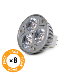 Pack 8 Bombillas LED GU5,3 6W 515Lm 3000ºK 40.000H CA-MR16-9W-WW-PK8-AP