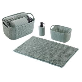 Berilo Set 3 Piezas Baño Plástico PP Verde 23x14x18cm con Alfombrilla 38x58cm y Cesta 24x16x14cm (Set de 12) Precio: 57.79000051. SKU: B1AJLQ65AN