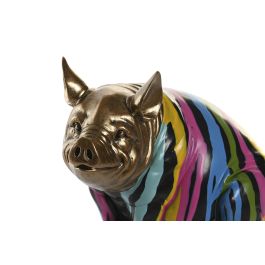 DKD Home Decor Figura Cerdito Resina Multicolor Dorado 10.5 x 18.5 x 14 cm