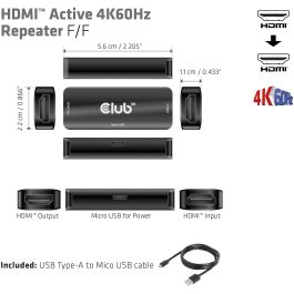Club3D Repetidor HDMI a HDMI 4K 60Hz Activo Bu/Bu