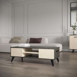 Mesa de centro - KENT - Rectangular - Roble / Sidewalk - 2 cajones - 1 estante - Patas - 106,6 x 50,1 x 35,2 cm