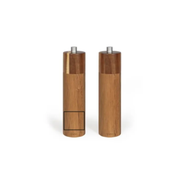 Livoo MEN425 Juego de 2 Molinillos Manuales de Sal y Pimienta de Madera de Acacia con Molinillo de Cerámica Ajustable