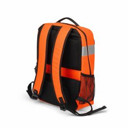 Dicota P20471-18 Mochila HI-VIS Base 24L Naranja con Compartimento Portátil, rPET y Elementos Reflectantes para Niños y Niñas