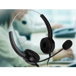 Mediarange Auricular Biaural Diadema con Micrófono, USB, Cable 2m