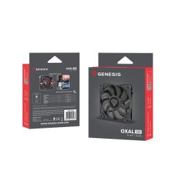 Genesis Ventilador Caja Oxal 120 Negro para PC, 120mm, 1300 RPM, Flujo Aire 46.1 CFM, Ruido 22.1 dB, 3 Pines
