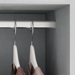 Emuca Lote de 2 barras para armario de logitud 1.15m con soportes, Aluminio y Zamak, Anodizado mate