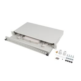 Lanberg FOP1-24SS-LDS Panel de parcheo de fibra óptica 1U de 24 puertos de acero gris para montaje en rack