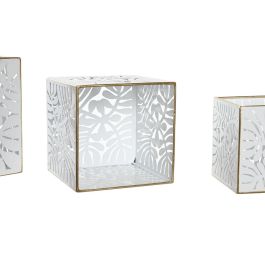 DKD Home Decor Macetero Decorativo de Metal Tropical con Diseño de Hojas Blanco y Dorado 15x15x15 cm - Set de 3 Unidades DKD Home Decor Macetero Decorativo de Metal Tropical con Diseño de Hojas Blanco y Dorado 15x15x15 cm - Set de 3 Unidades