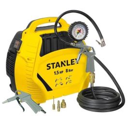 Stanley AIR KIT Compresor de aire 1.5 HP sin tanque coaxial sin aceite ultracompacto portátil con kit de inflado, pistola y manguera