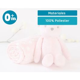 KioKids Oso De Peluche Rosa Con Mantita De Estrellas Para Bebé, 25 cm