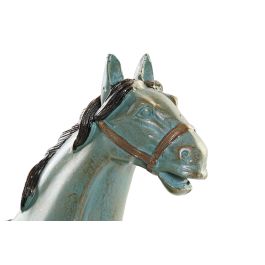 DKD Home Decor Figura Oriental Caballo Decorativa Turquesa Resina 34.5 cm Alto (4 Unidades)