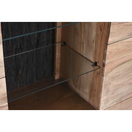 DKD Home Decor Armario Colonial Marrón 4 Puertas Acacia Cristal Led 145x40x153 cm